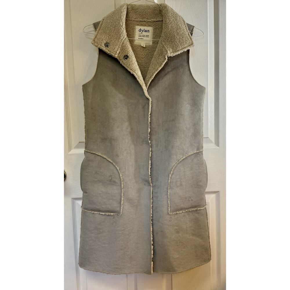 Dylan Los Angeles Sherpa Fleece Vest Size S Gray